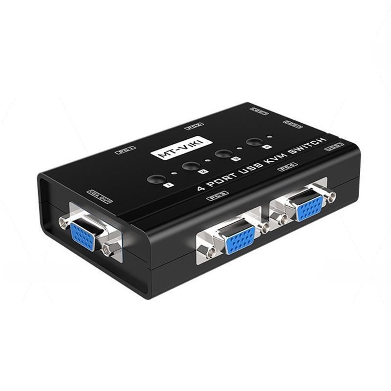 High Definition 4-Port VGA KVM Smart Switcher 4 in 1 Out USB Hub Switch Box