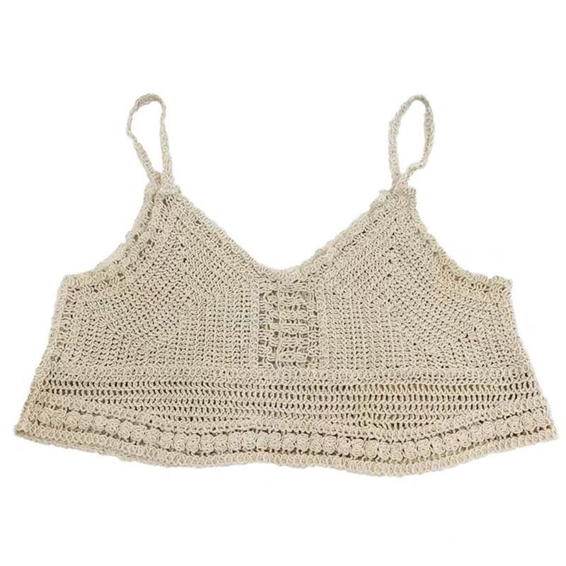 Women Crochet Crop Cami Bikini Crop Top Beach Crop Vest Tops Knitted Tank Tops