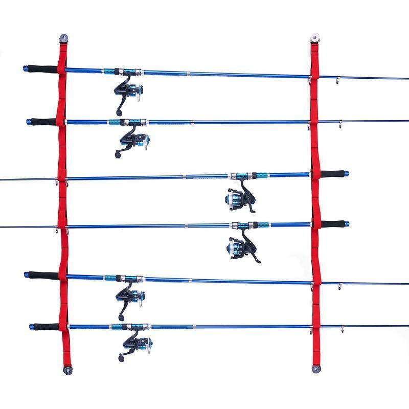 Wall Fishing Rod Rack Storage Holder, Overhead Storage Rack Webbing Organizer