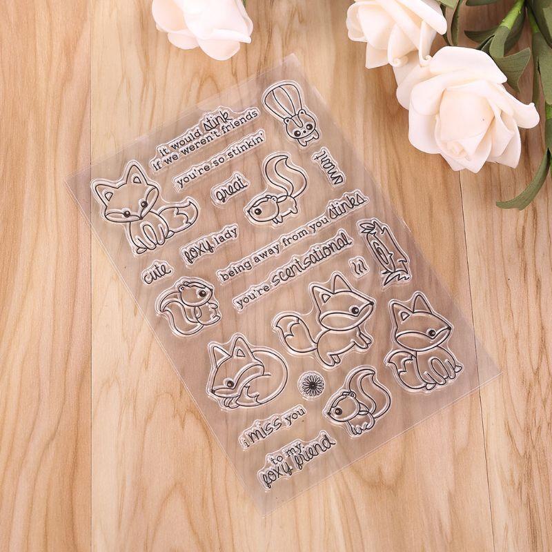 Cute Fox Silicone DIY Clear Stamps Scrapbooking for Photo Paper Card Craft Decor