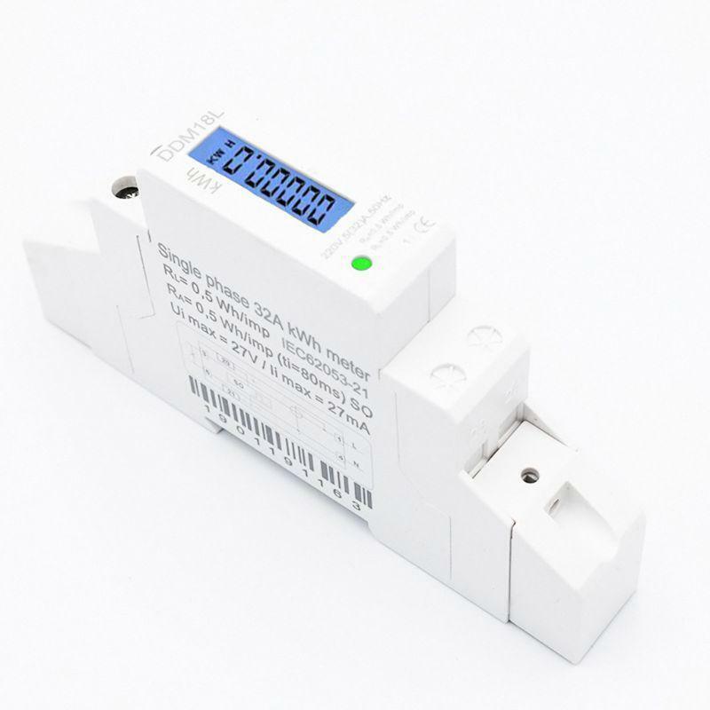 LCD Digital Single Phase Din Rail Electricity Power Consumption Energy Meter