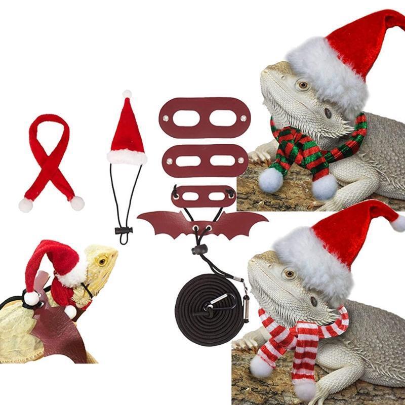 Bearded Dragon Harness Leash Set Adjustable for Small Pet Christmas Costume