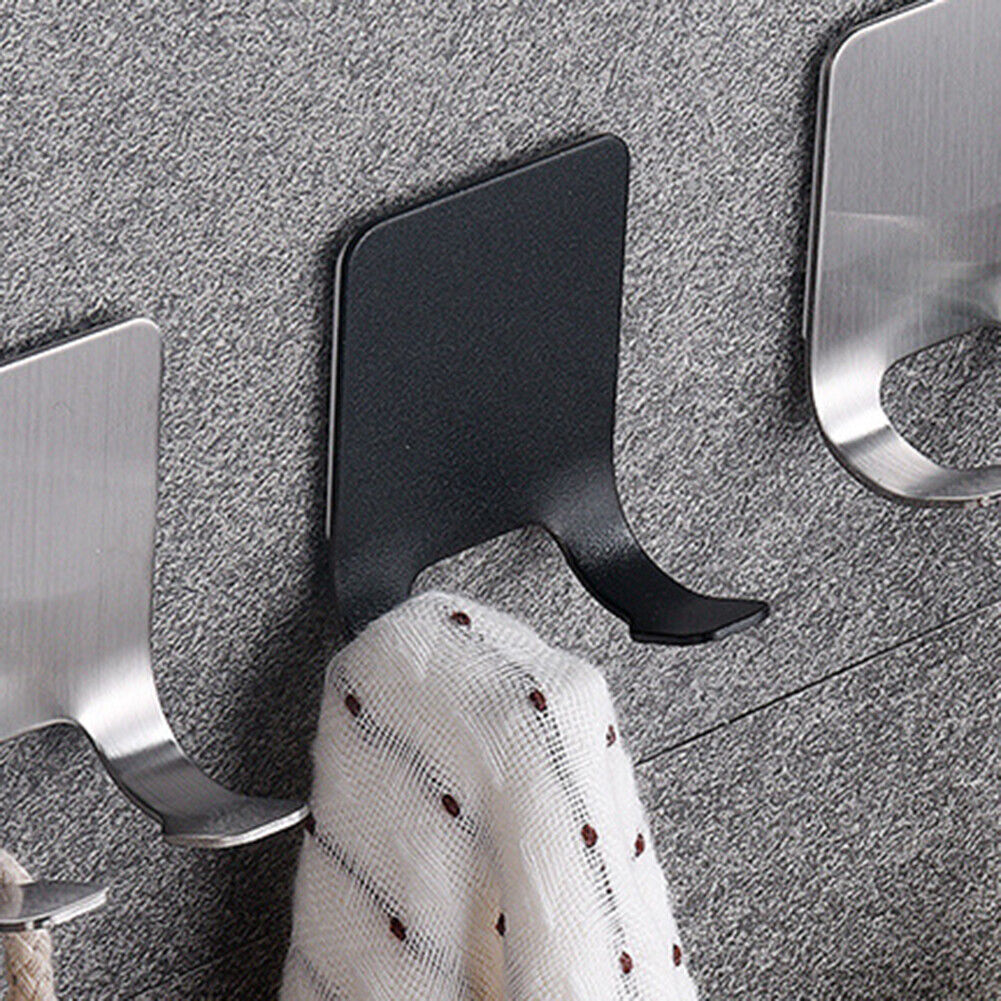 Self-adhesive Stainless Steel Double Hooks Bathroom Shaver Holder Hanger