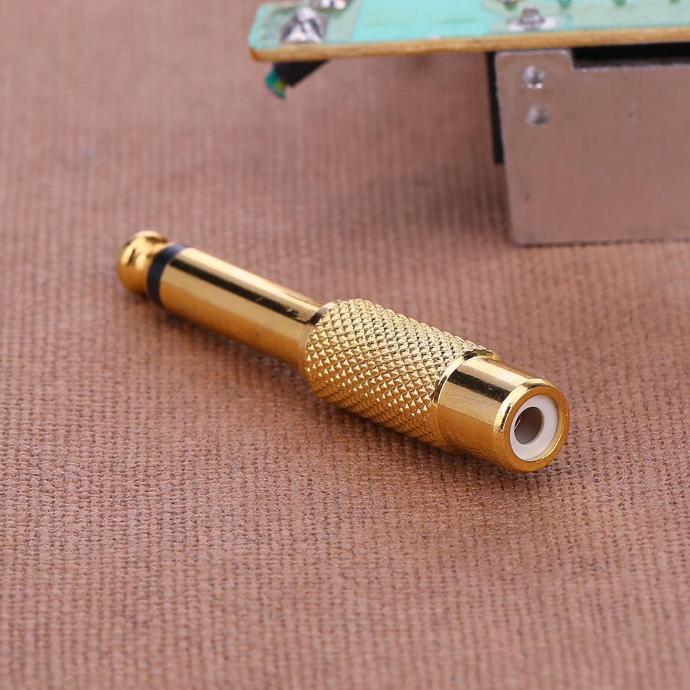 1pc 6.35mm 1/4in Mono Male Jack to RCA Female Plug Audio Adapter Connector