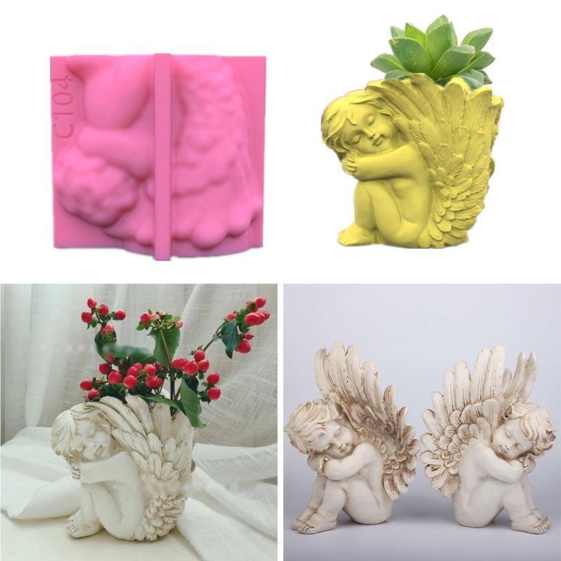 Angel Flower Pot Mold Silicone Plants Flowers Planter Mould Casting Concrete