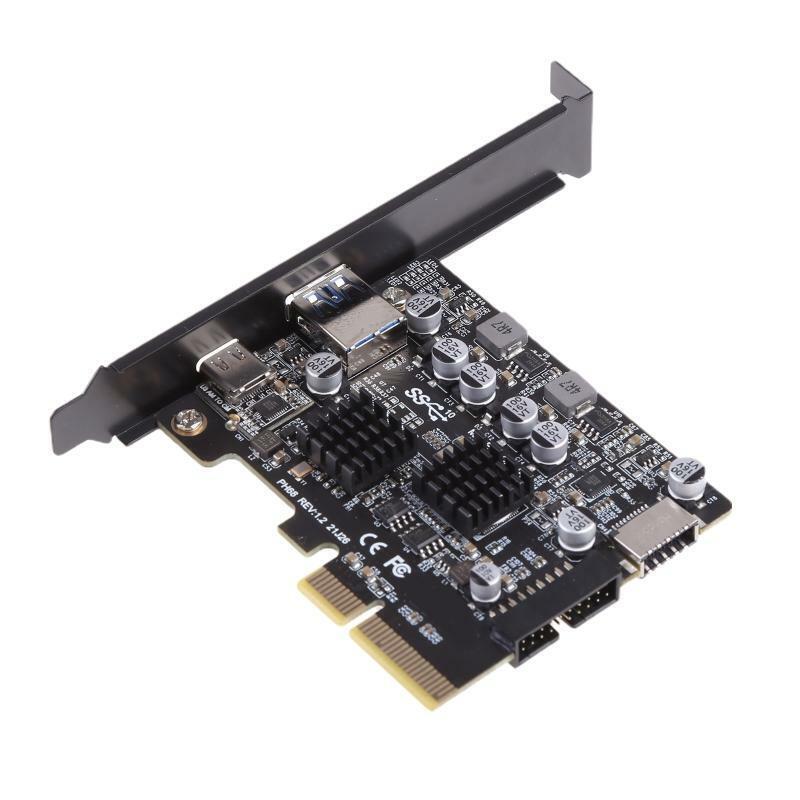 2-Port PCI-E X4 Riser Card PCIe to USB3.2 Gen 2 Adapter Riser Add-on Cards