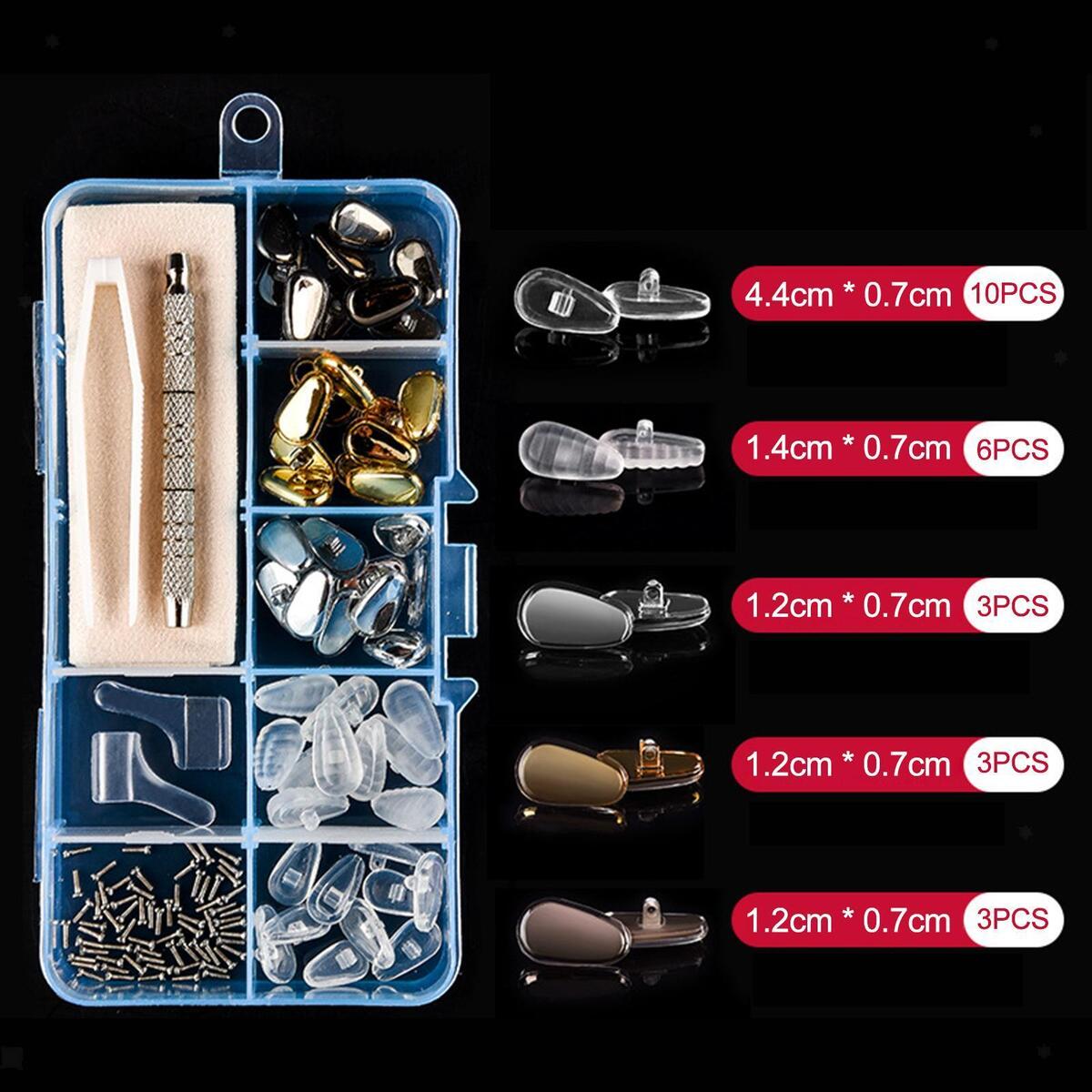 25Pairs Nose Pads Tweezers Nosepads Eyeglasses Repair Kit for Glasses Repair