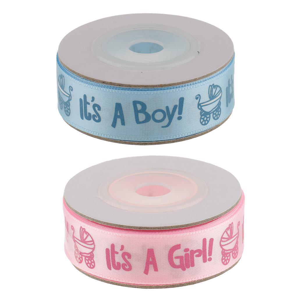 2 Rolls 20 Yards Baby Shower Satin Grosgrain Ribbon DIY Gift Wrapping Belt