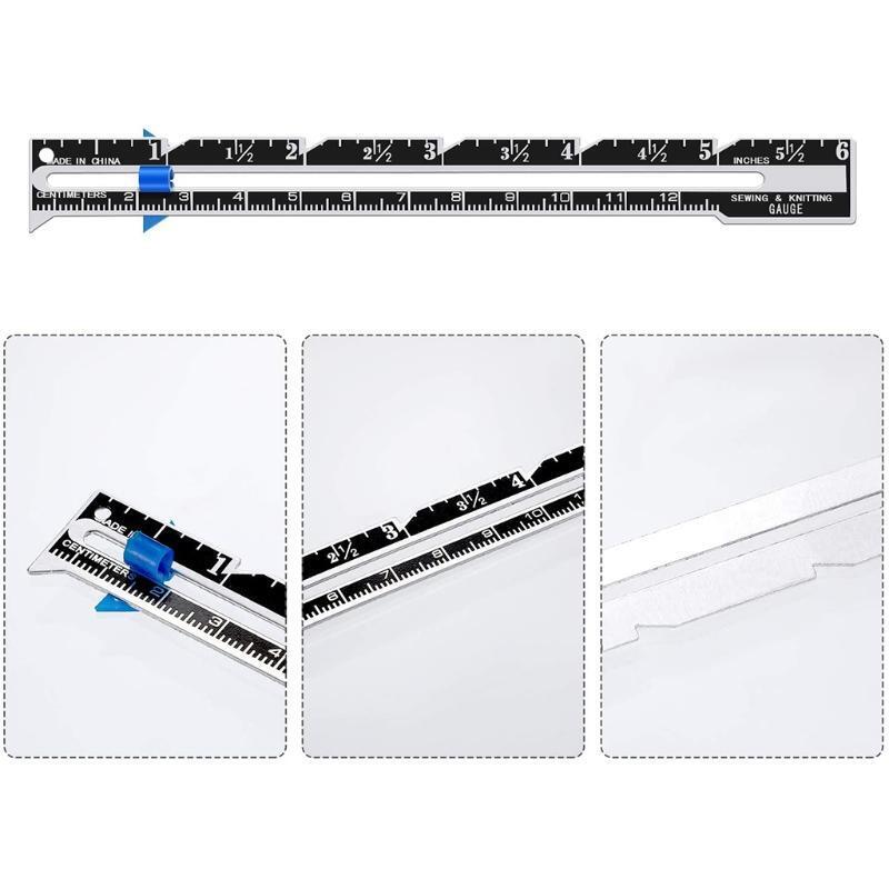 3 Pieces Sliding Gauge Measuring Sewing Tool Set Measuring Sewing Gauge 5-in-1 T