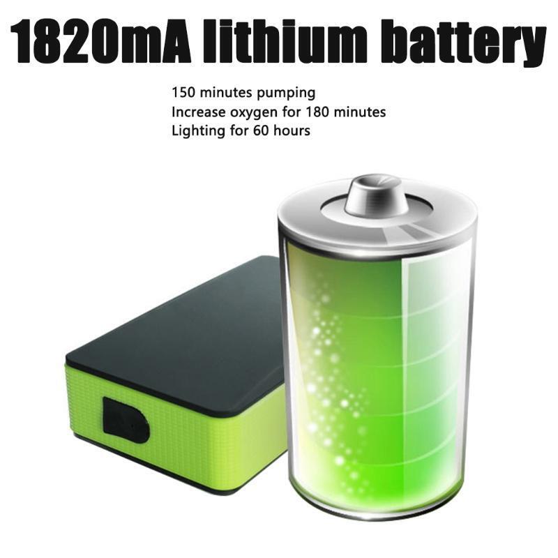 Outdoor Fishing Oxygen Pumping Portable Smart LED Lighting Fishing Air Pump