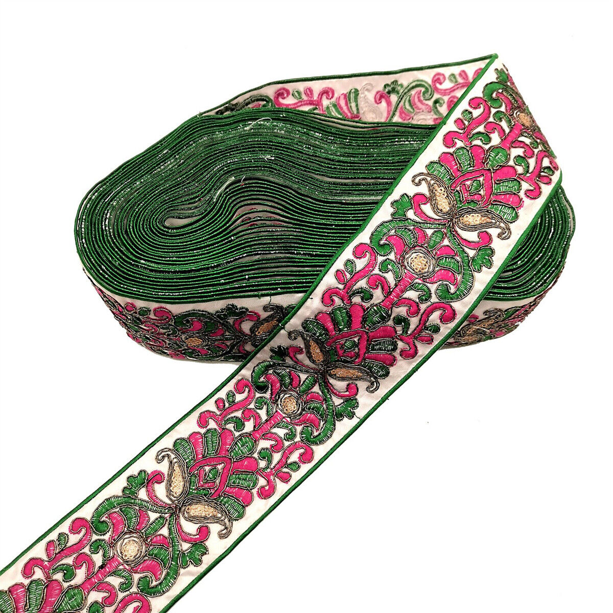 1 Yard Colorful Embroidered Lace Trim Ribbon Ethnic Style Clothes Bag DIY Sewing