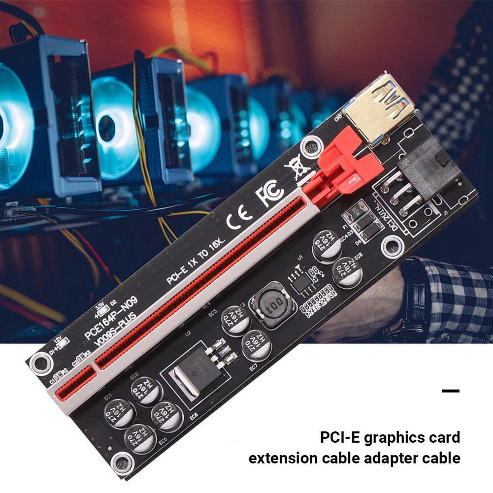 VER009S-Plus PCIE Riser 1X to 16X USB3.0 Cable SATA 6Pin Connector (Red)
