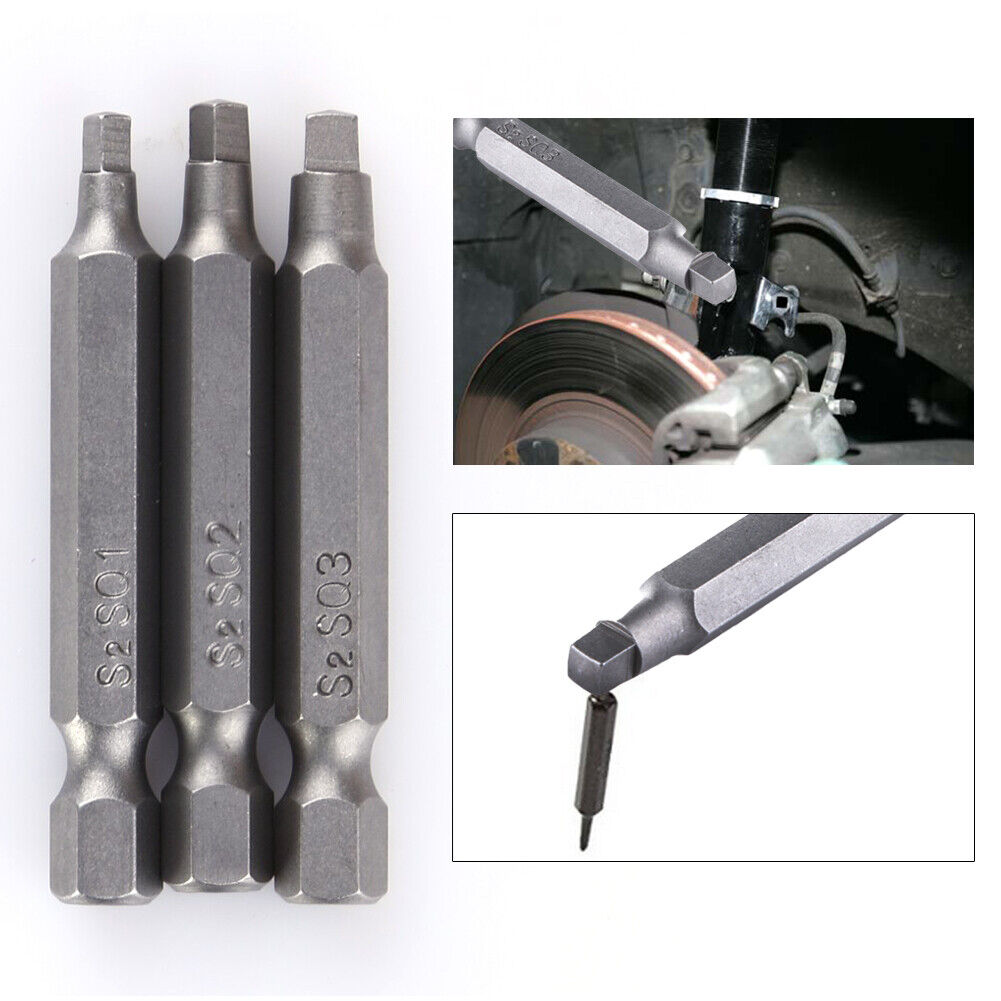 3pcs 50mm 1/4 Inch Metal Magnetic Square Head Screwdriver Bits Hand Tools