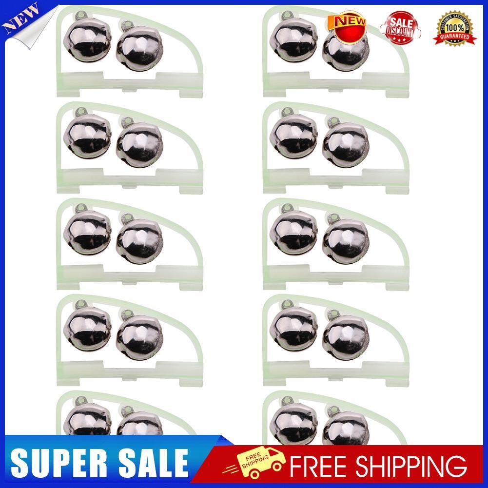 10pcs Fluorescent Fishing Rod Tip Clip Twin Bell Alert Ring Fishing Tackle