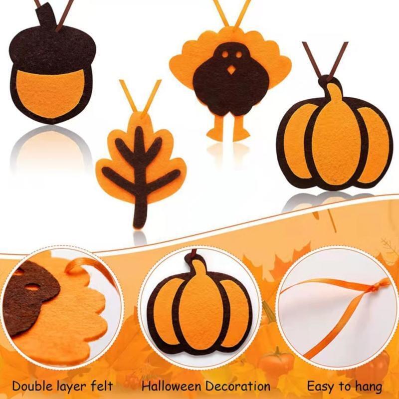 Thanksgiving Wooden Pendant 24pcs/set Pumpkin Turkey Wood Crafts Gift