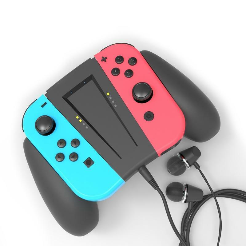 Charging Grip Handle Controller Charger Stand 3.5mm Jack for NS Switch Joy Con