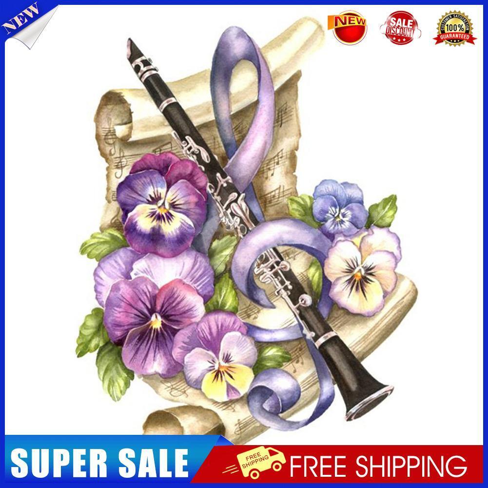 Full Square Drill 5D DIY Diamond Painting Musical Instrument Flower Kit