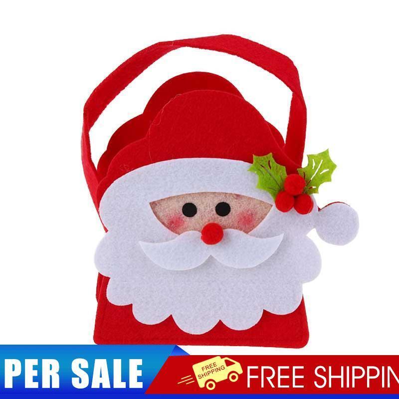 Christmas Gift Bag Kids Candy Handbag Xmas Party Decoration Sack(Santa)