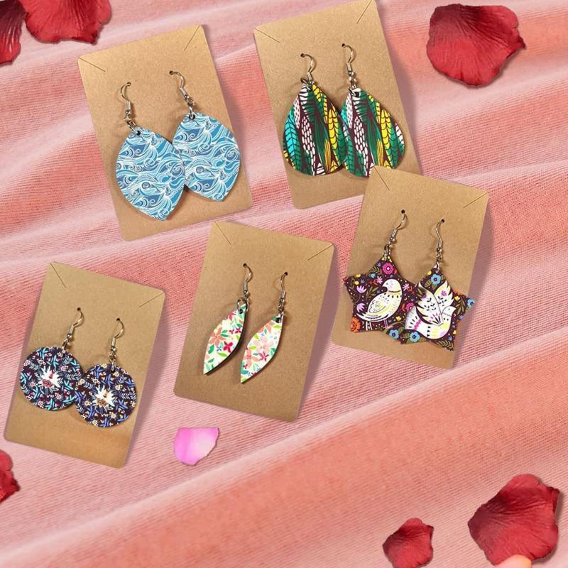 50x Heat Transfer Earring with Earring Hook Jump Ring Ear Plug Holder Bag 5Shape