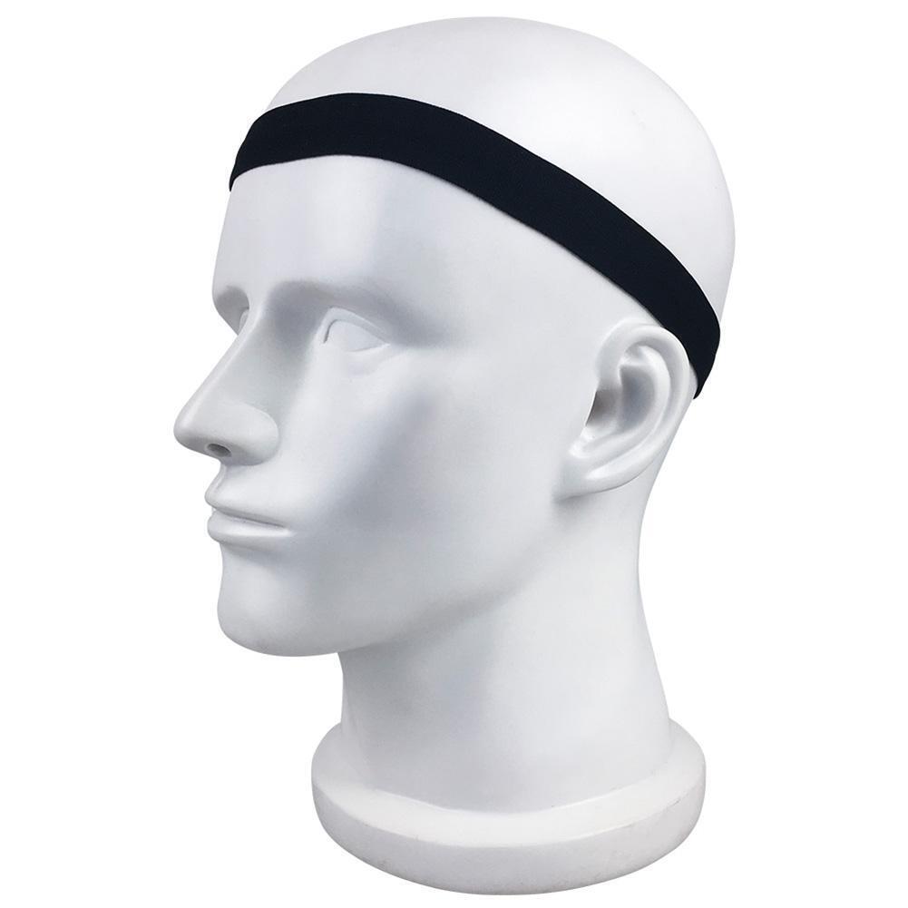 Elastic Absorbent Sweat Bands Silicone Anti-slip Sweatband HairBand (Black)