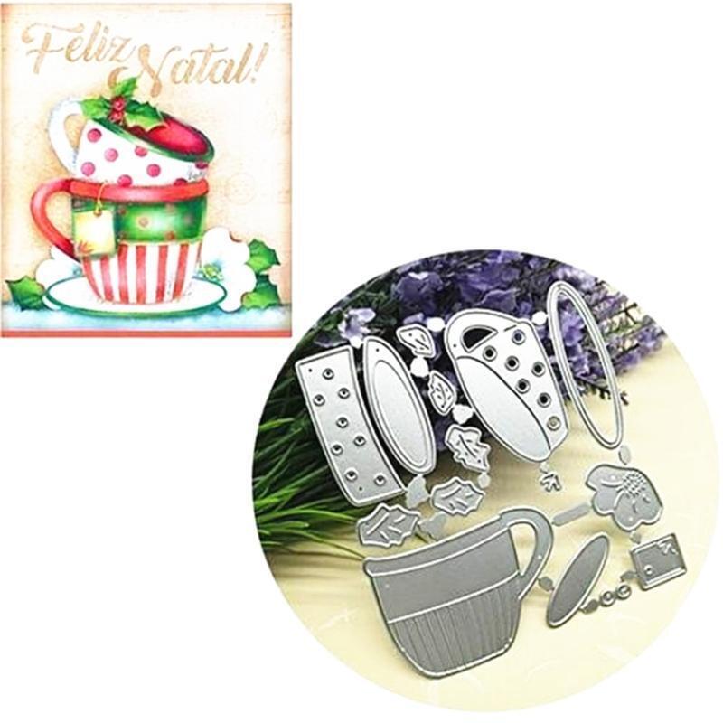 Cup Mug Metal Cutting Dies Stencil DIY Scrapbook Album Paper Card Template Mold