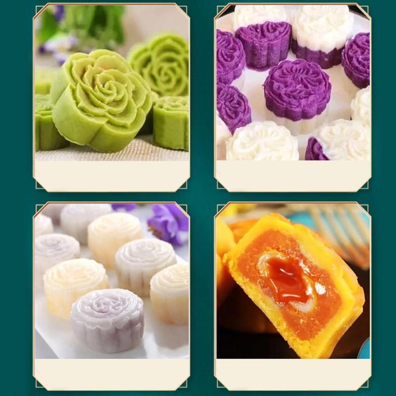 Flower Shape Stamps Mooncakes Moulds for Mid-Autumn Festival DIY Baking Mooncake