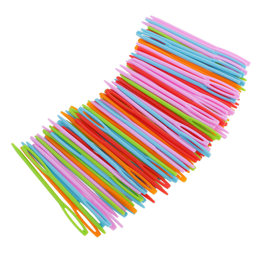 100pcs Plastic Sewing Needles for Kid Wool Cross Stitch Knitting Crochet 7cm
