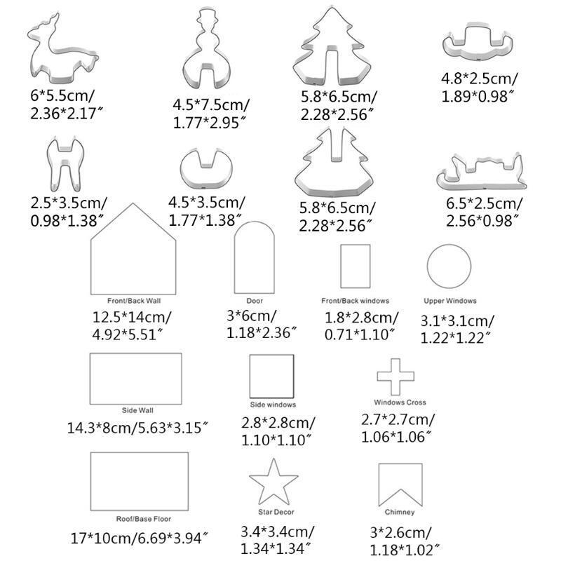 18 Pieces Cartoon Cake Mold Baking Utensils Stainless Steel Gingerbread House