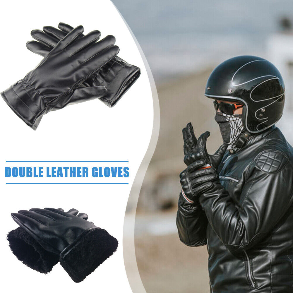 1 Pair Leather Winter Motorcycle Gloves Touch Screen Waterproof Men Gloves