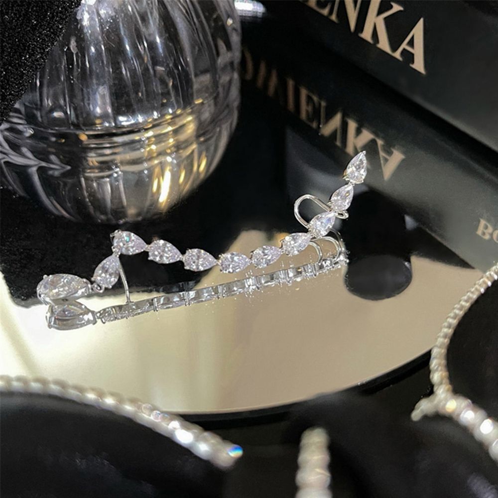 Girl Sparkling Exquisite Zircon Ear Cuff Ear Wrap Dangle Earrings Stud Earrings