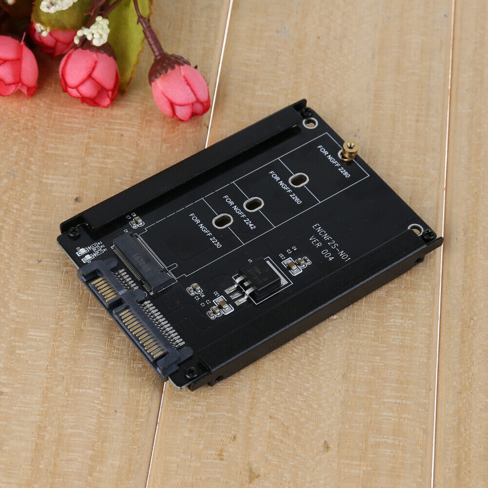 Black Metal Cased CY B+M Socket 2 M.2 NGFF (SATA) SSD to 2.5 SATA Adapter