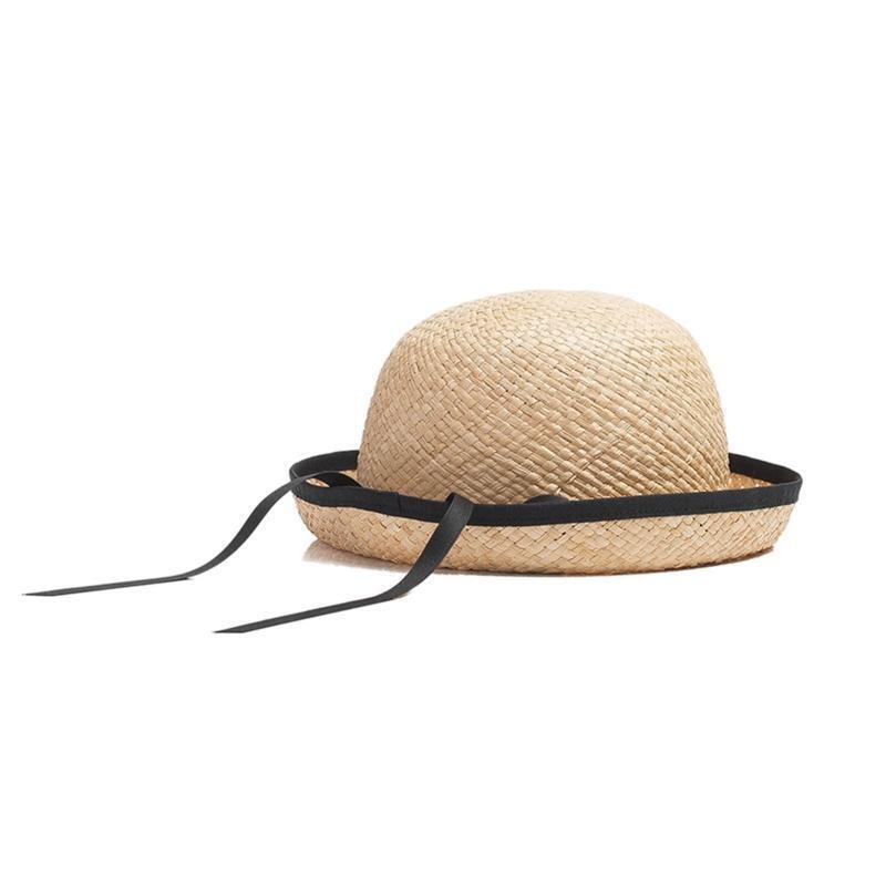 Lovely Ribbon Bowknot Dome Top Hat Children Straw Hat Sun Protection for Party