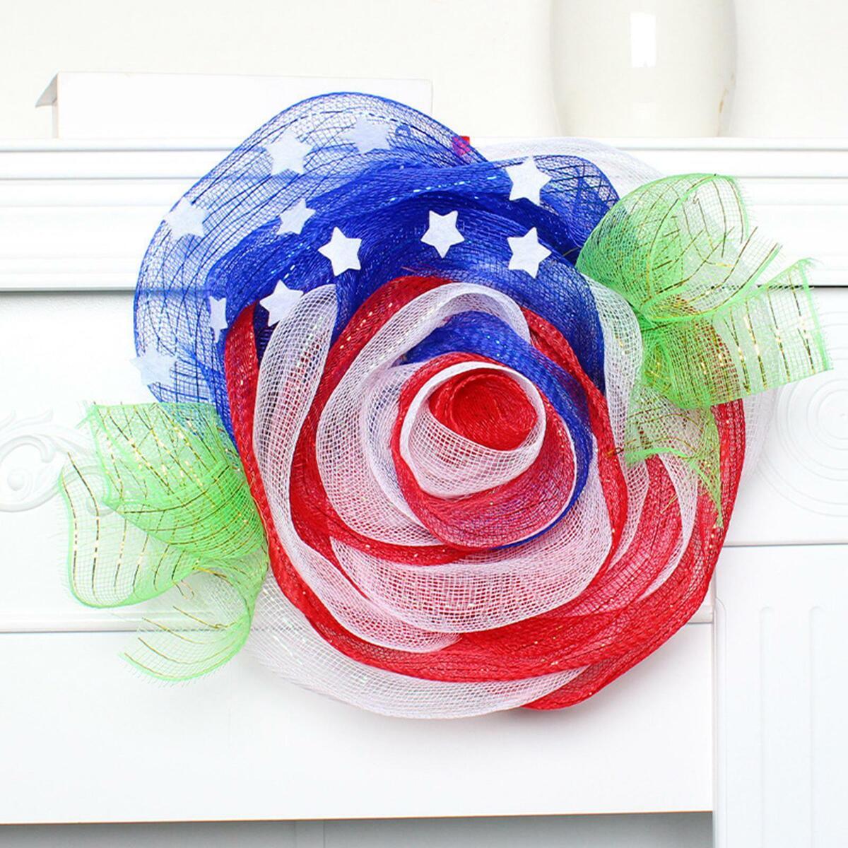Floral Independence Day Wreath Gifts Hanging Garland for Farmhouse Decor