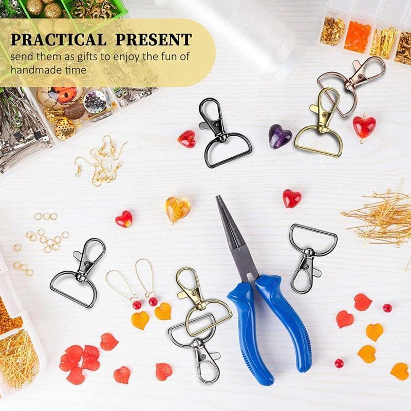 48Pieces Metal Hooks Clasp with D Ring for Keychain Purse Hardware Sewing Craft