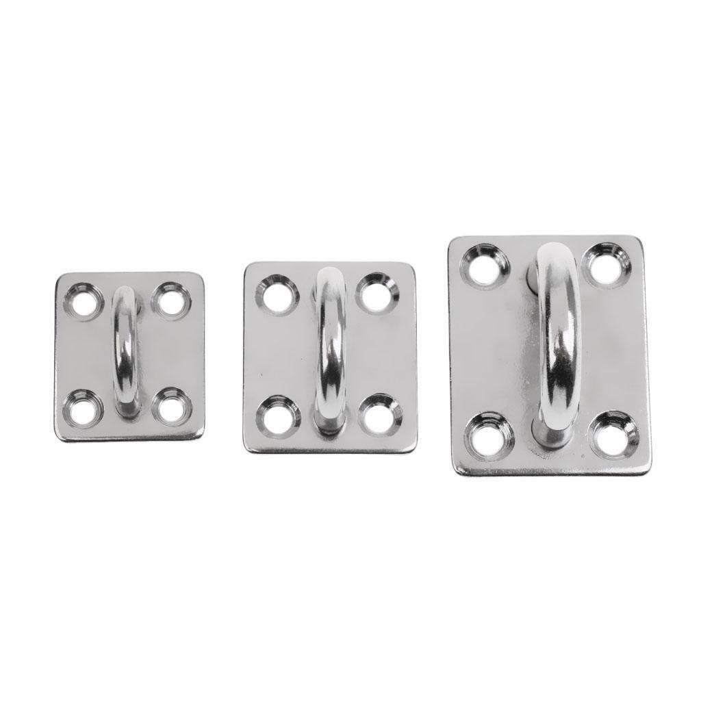 4pcs Heavy Duty 304 Stainless Steel Square Pad Eye Plate Shade Sailboat 6mm