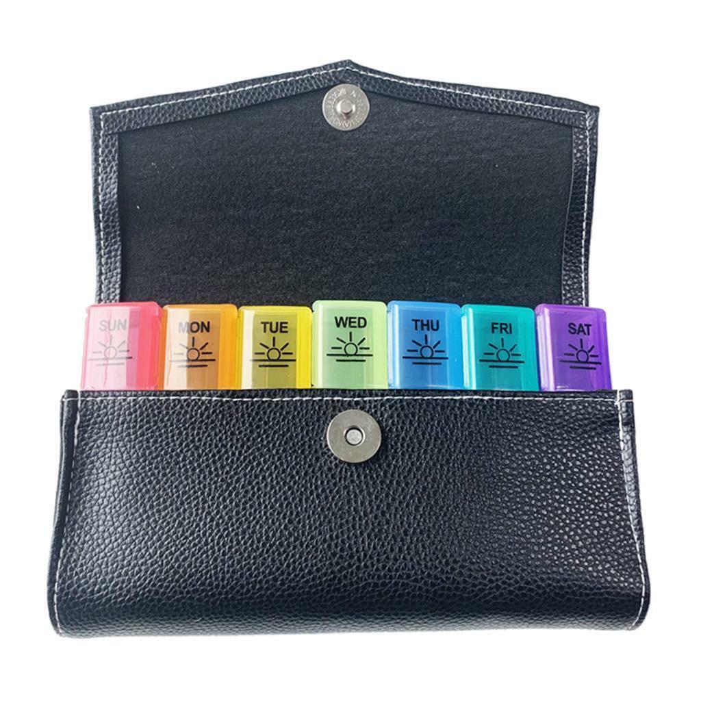 Pill Organizer Travel Medicine   with PU Leather Bag