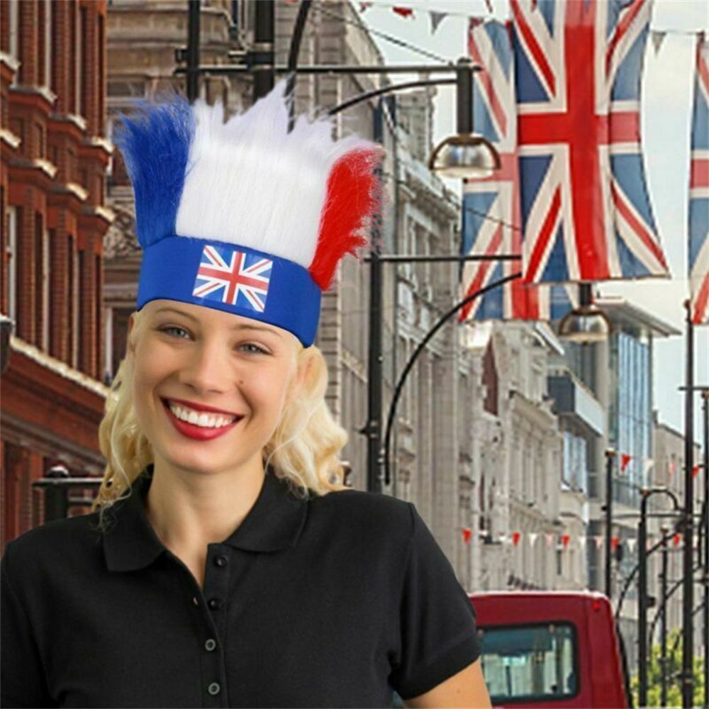 Dress Jubilee Hats Red White Blue Headband Wig Union Jack Flag Head Covers