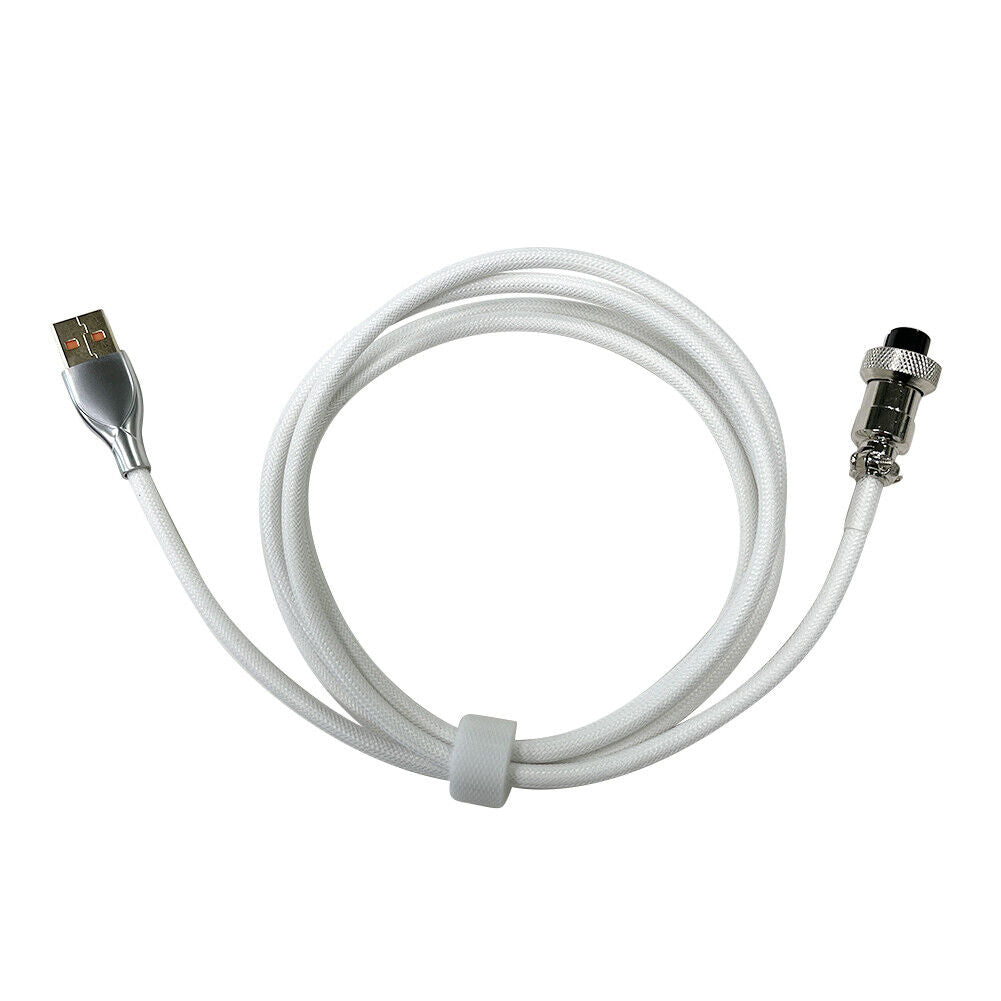 2 in 1 Coiled Mechanical Keyboard Aviator Connctor USB-C Cable (White)
