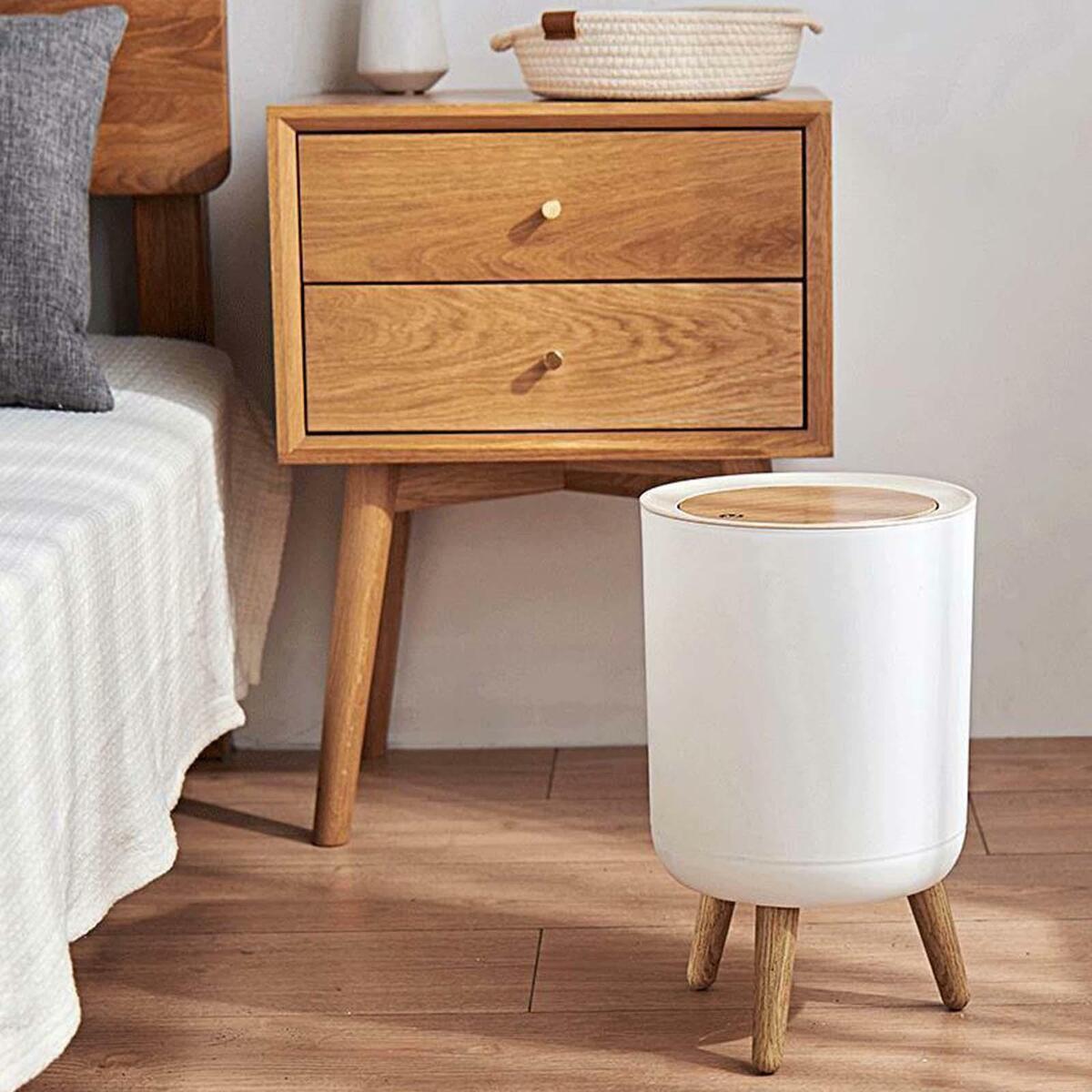Fashion  Trash Can Press Lid High Foot Bedroom Toilet  Waste Bin
