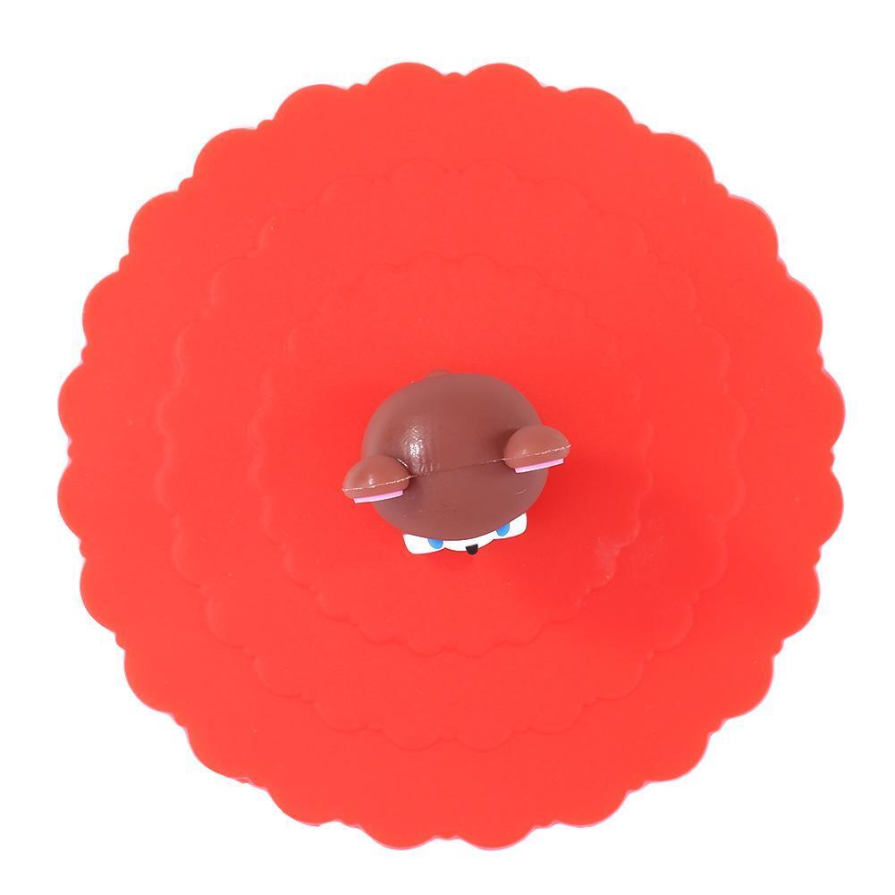 Transparent Red Cherry Silicone Cup Cover Heat-resistant Reuse Lid (Bear)