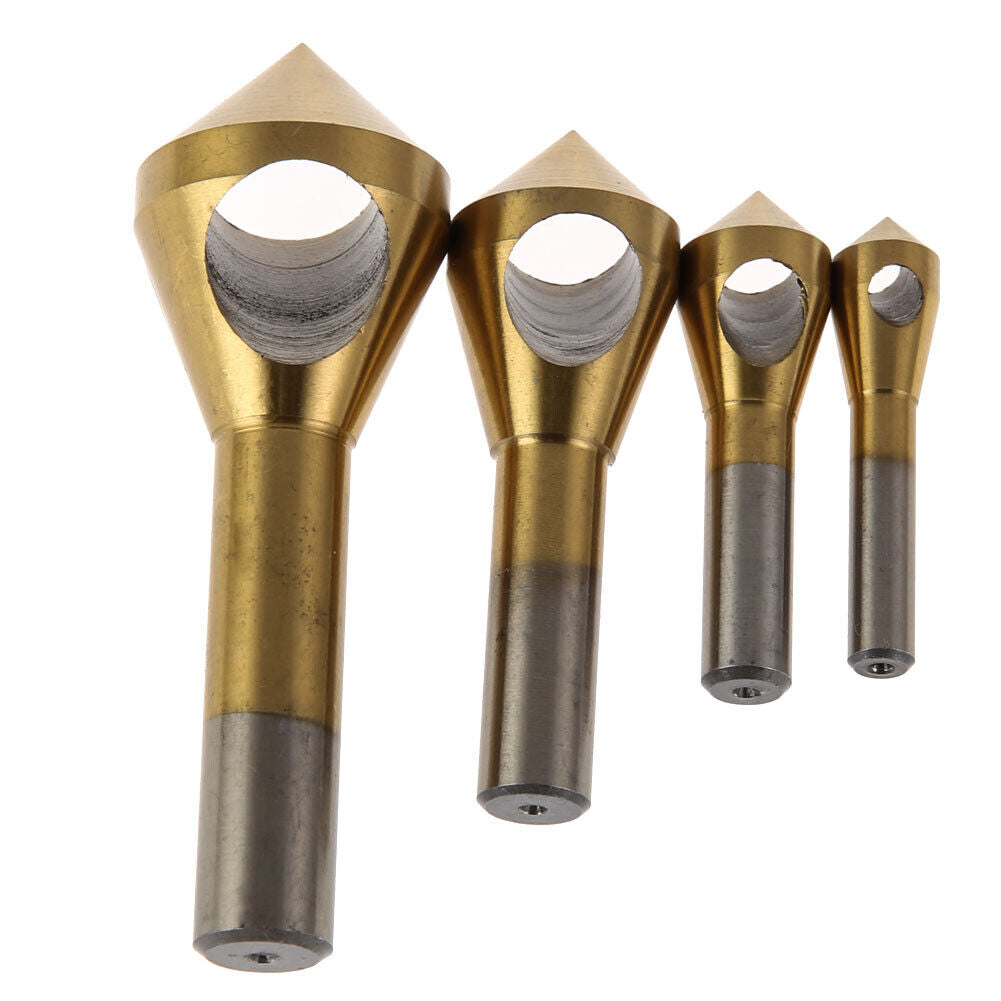 4pcs Titanium Coated Countersink Deburring Tool Set Metal Drill Bit Chamfer