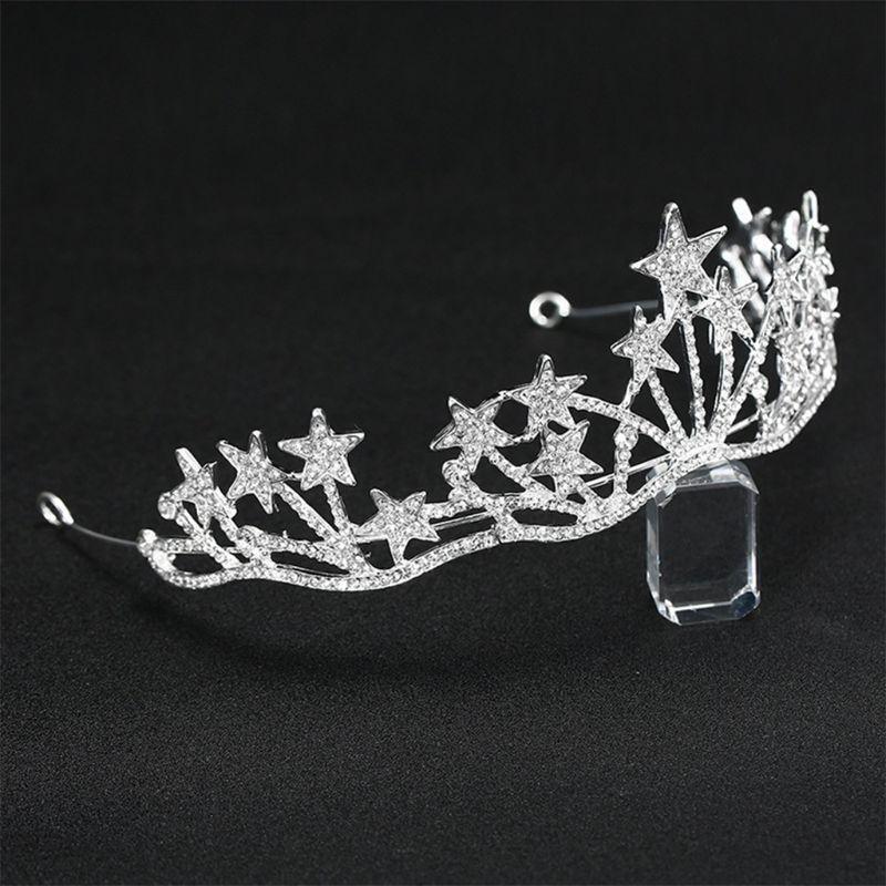Star Shaped Rhinestone Bridal Crowns Tiaras Headpiece for Wedding Ceremony Party