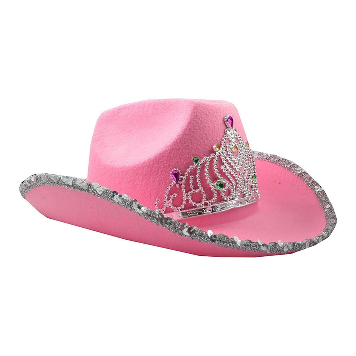 2 Pack Sequin Cowboy Hats with Tiara Crown   Hat for Women Ladies