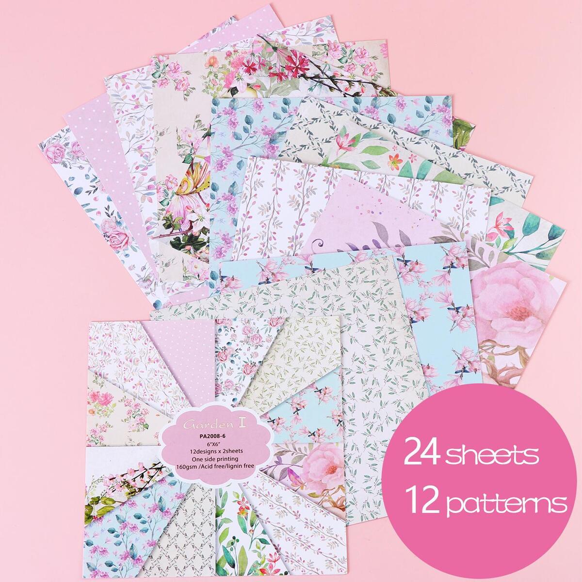 Paper Lovely Garden Cardstock Paper Pad Floral Spring Themed Scrapbook Paper