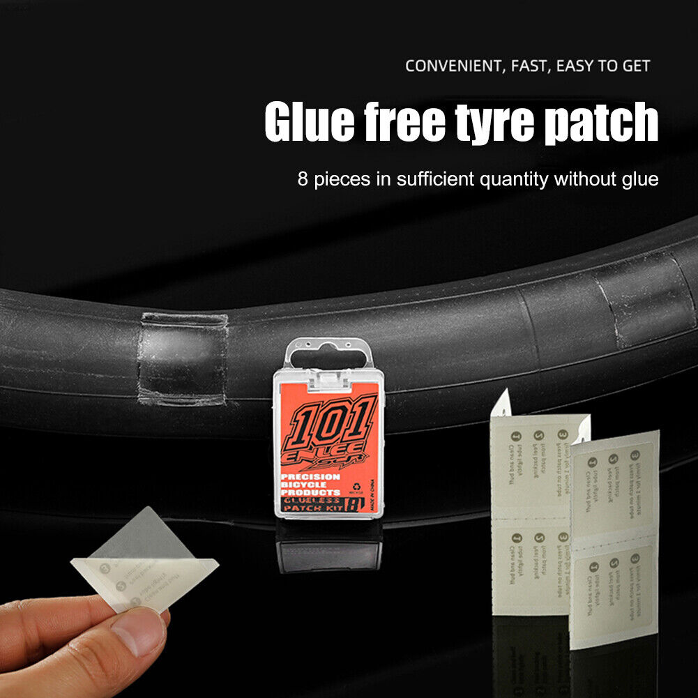 8pcs Self-Adhesive MTB Bike Tire Repair Patches Set w/ Tire Polishing Pad