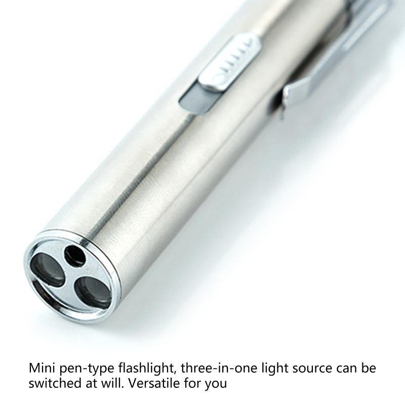 Mini Stainless Steel Torch Lights with USB Charging Port Use for Camping Outdoor