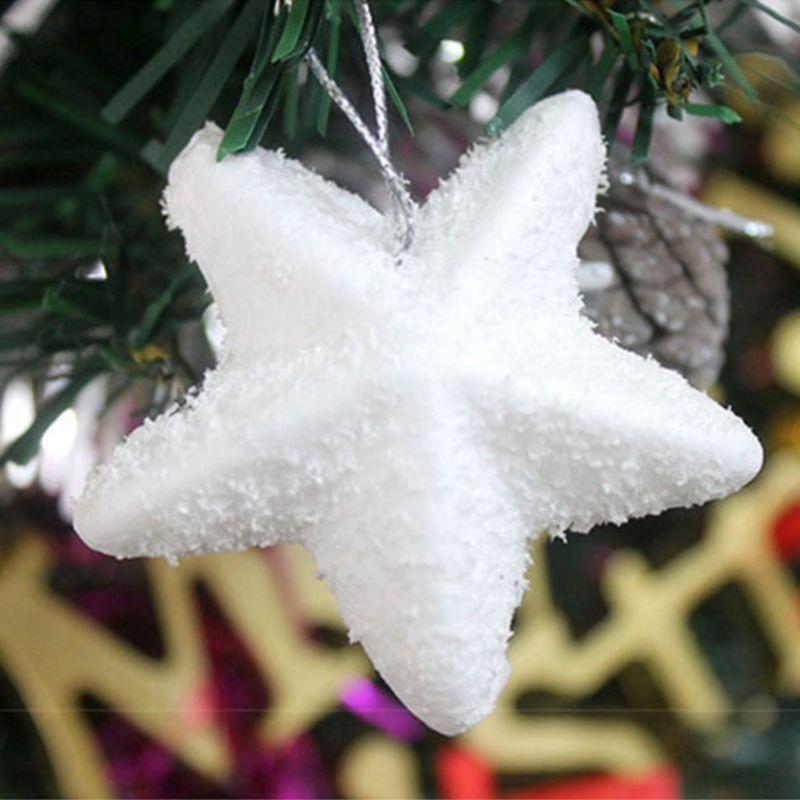 6 PCS White Five-Pointed Star Ornament Christmas Topper Tree Star Mini Tree Star