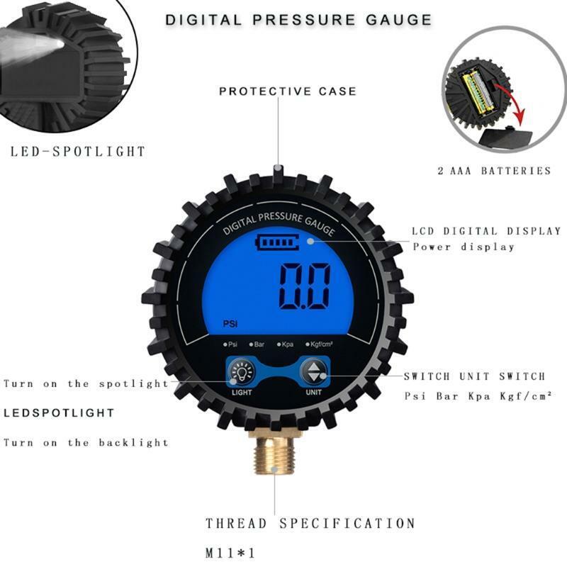 Digital Gas Pressure Gauge with M11 Bottom Connector Rang to 200psi Accuracy 1%