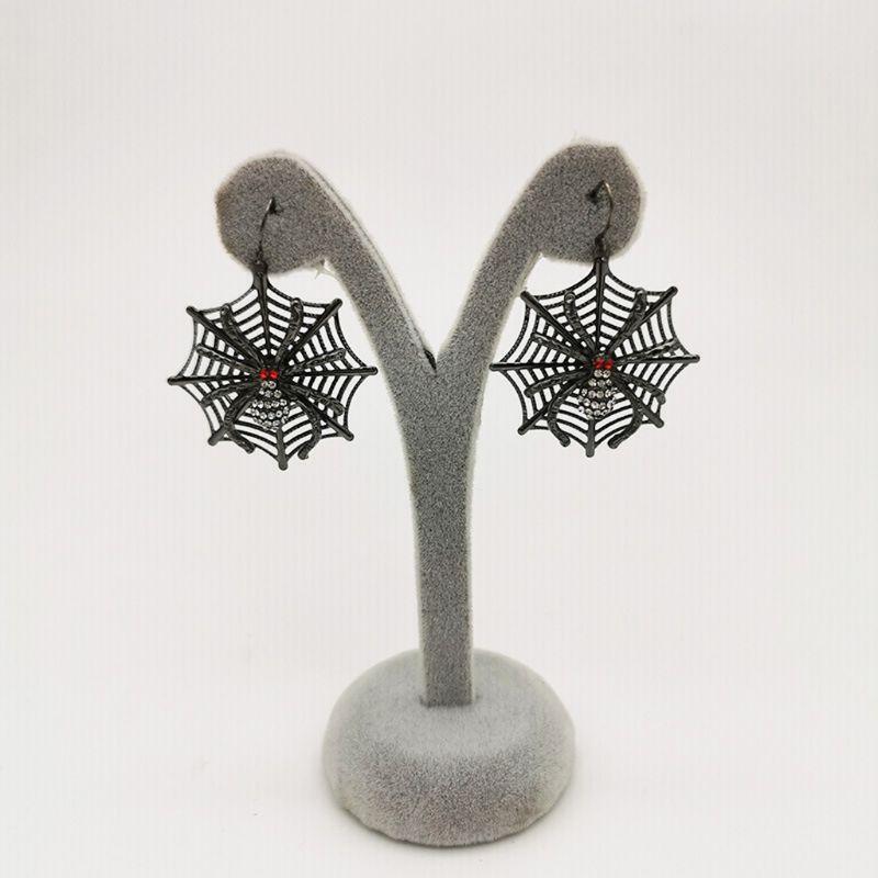 Punk Black Spider Web Drop Earrings Halloween Party Accessories Jewelry  Women