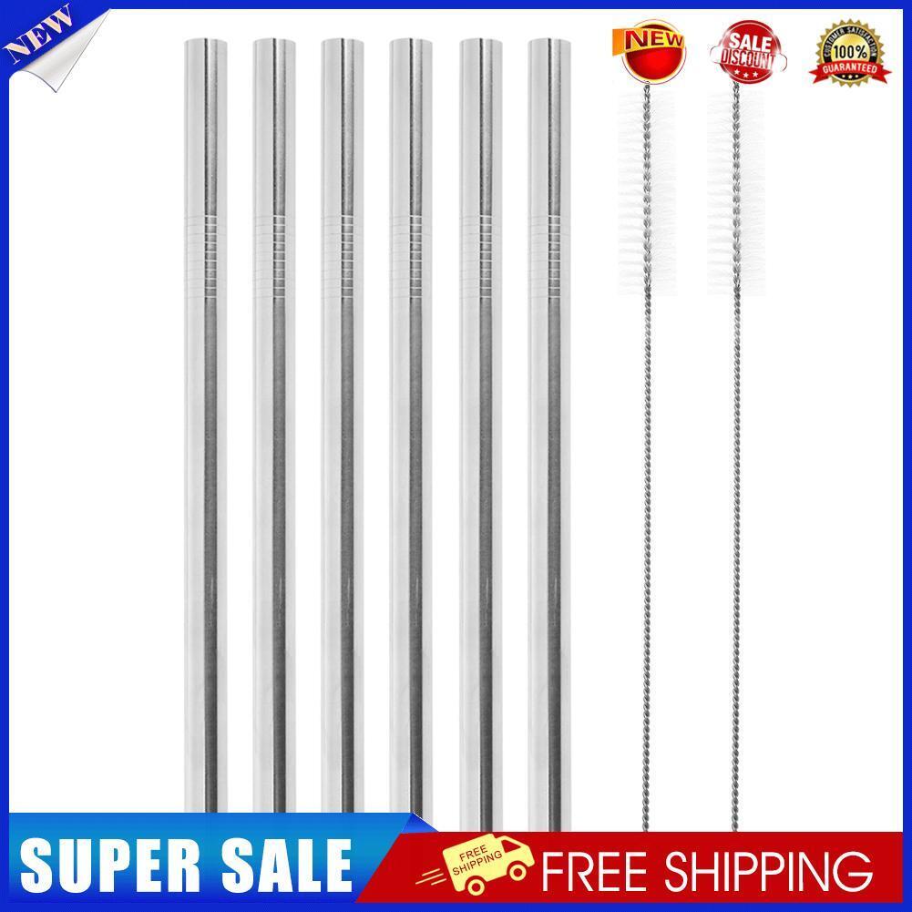 Reusable Stainless Steel Screw Thread Drinking Straw Cleaner Brush Kit (3)